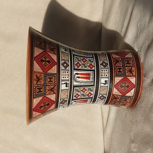 Peruvian handpainted ceremonial vase signed